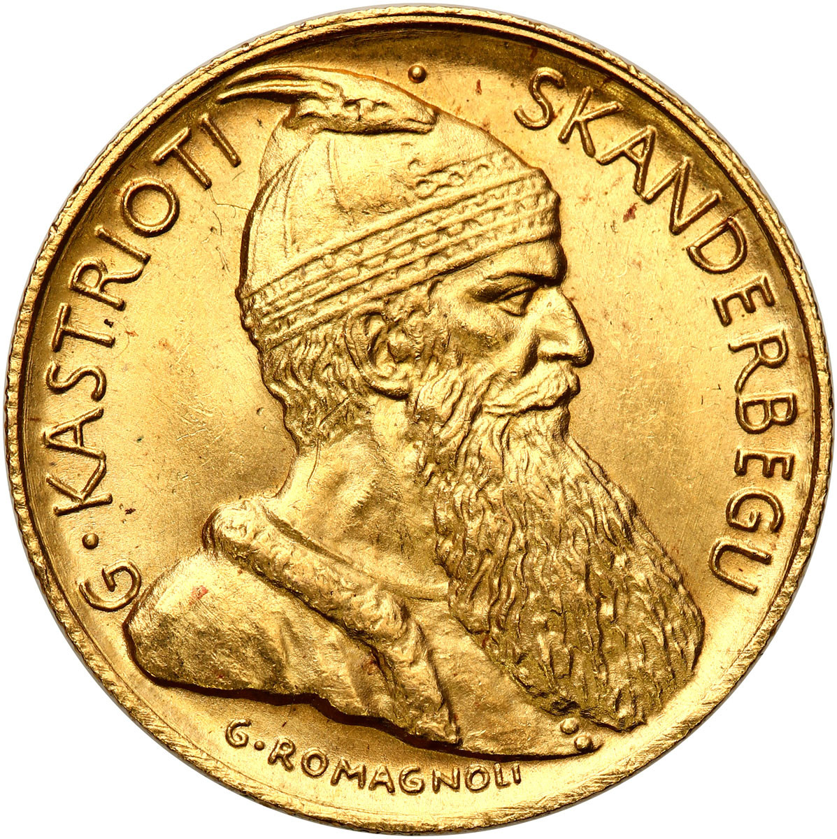 Albania. Amet Zogu (1925-1939). 20 franga ari 1927 V, G, Kastrioti Skanderberg